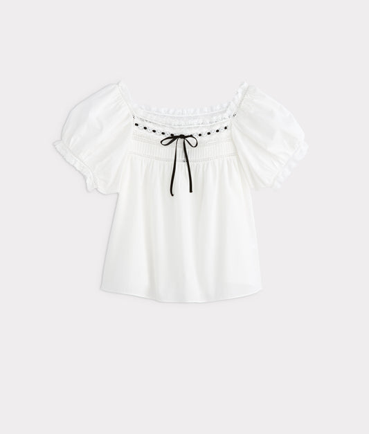 Arabella Bow Blouse :: White And Black