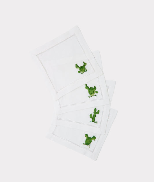 Tucson Saguaro Cactus Cocktail Napkins - Set of Four :: White