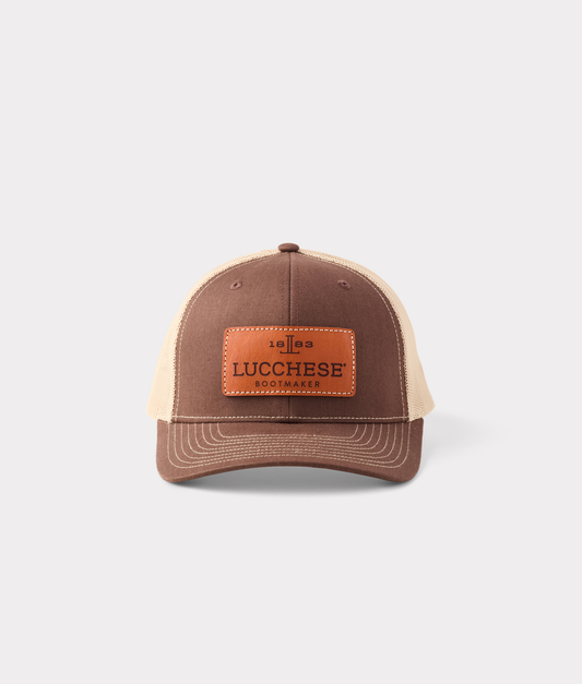 Leather Patch Cap :: Brown + Khaki
