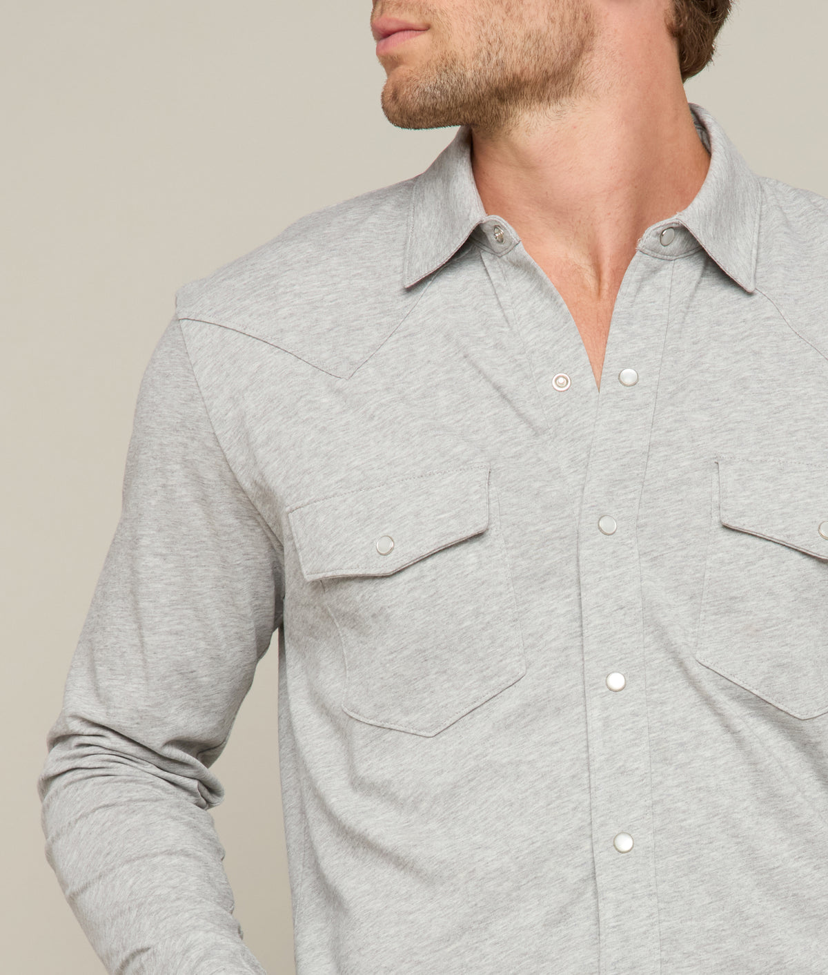 Long Sleeve Western Knit Top :: Heather Grey 2