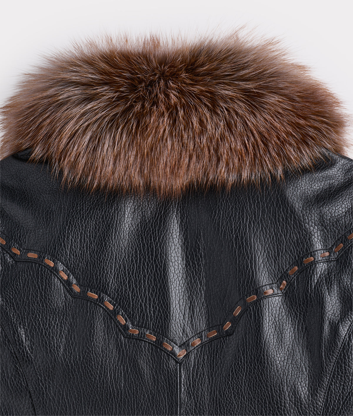 Aspen Leather Vest With Fox Collar :: Black 8