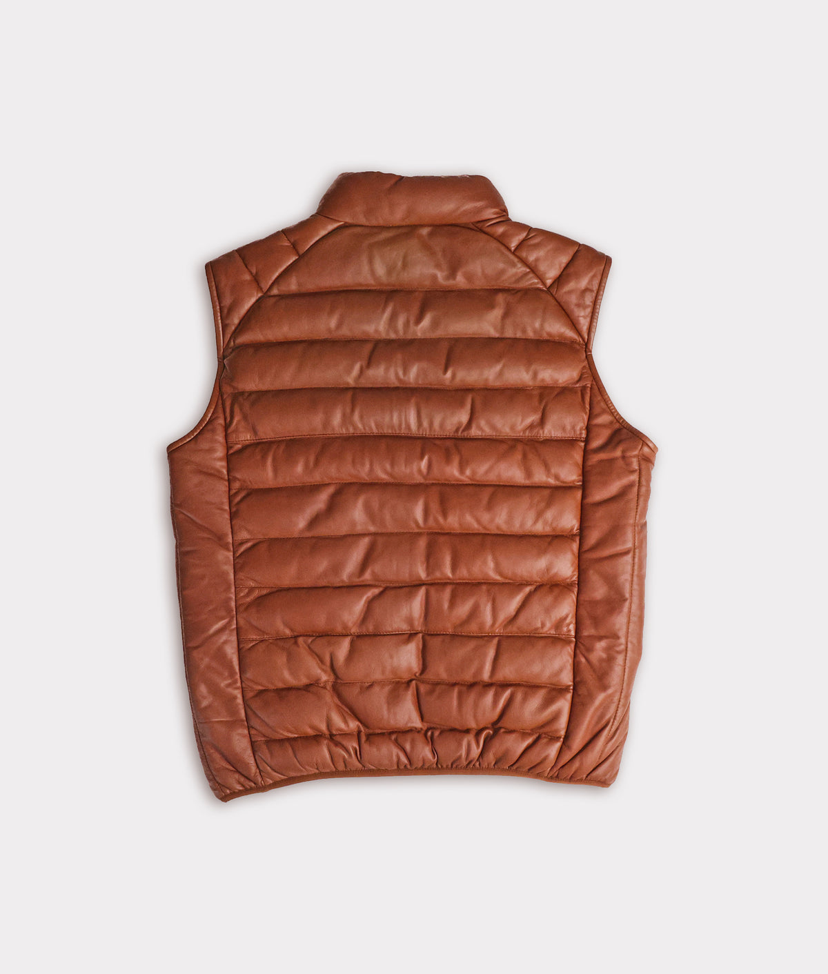 Men's Leather Puffer Vest :: Cognac 2