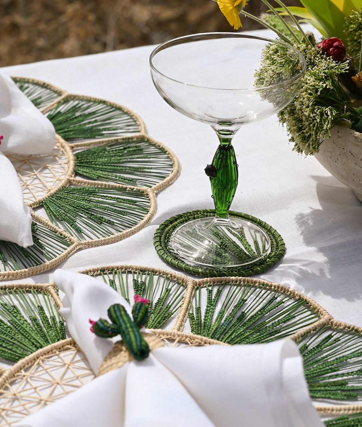 Tucson Saguaro Agave Coasters - Set Of Four :: Green 3