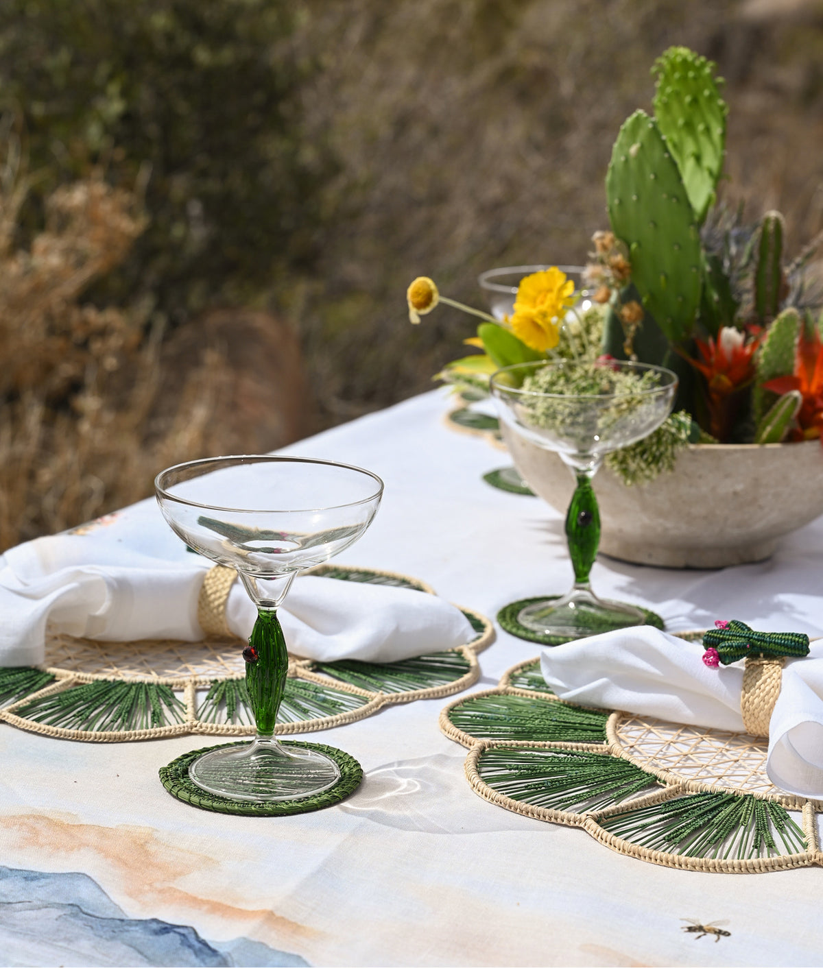 Tucson Saguaro Agave Coasters - Set Of Four :: Green 4