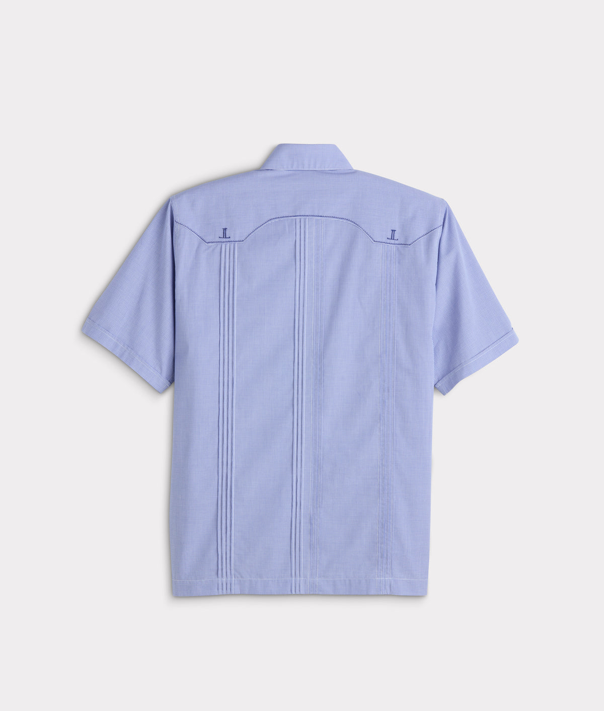 Guayabera Shirt :: Light Blue And White Gingham 5