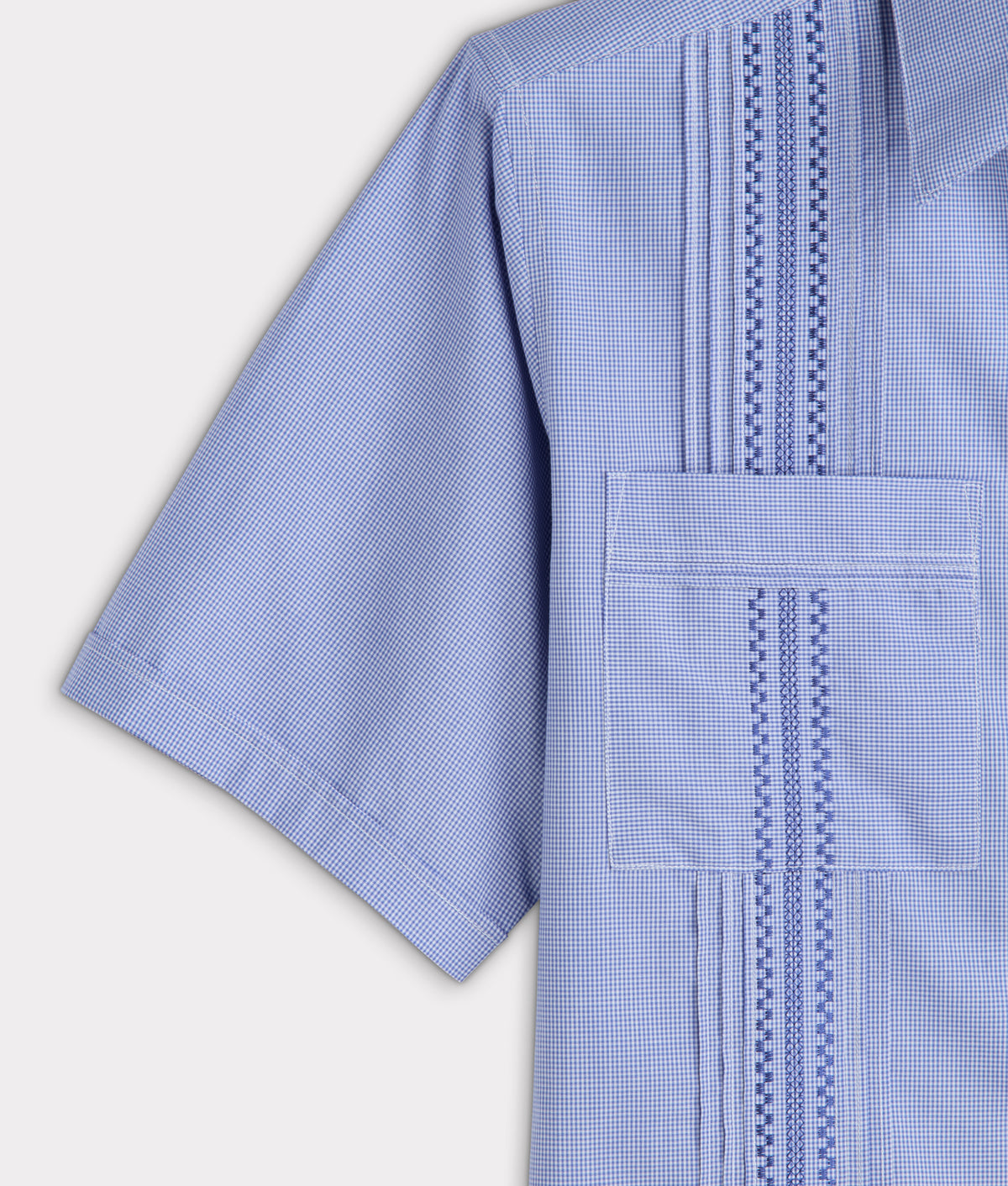 Guayabera Shirt :: Light Blue And White Gingham 9