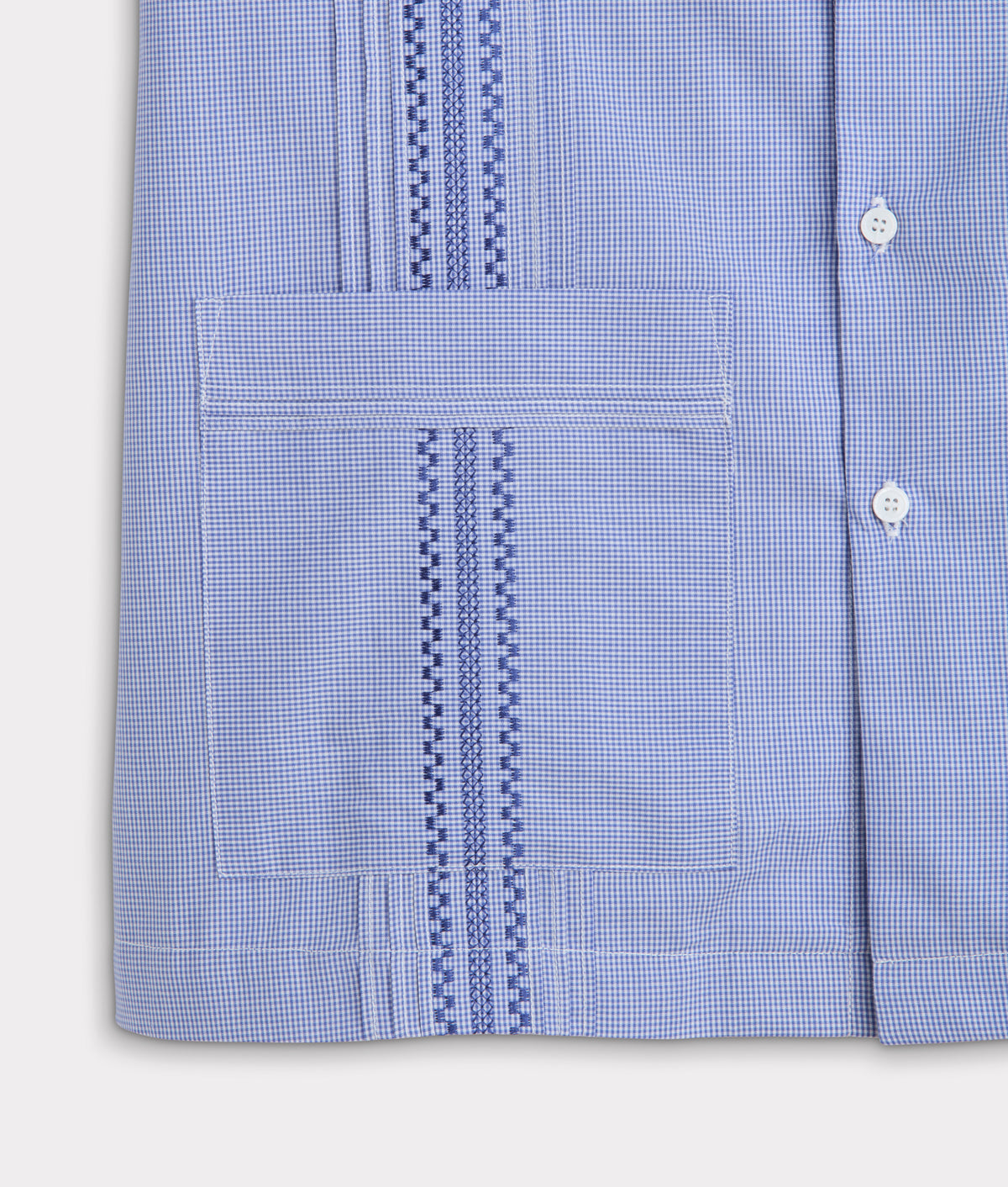 Guayabera Shirt :: Light Blue And White Gingham 11