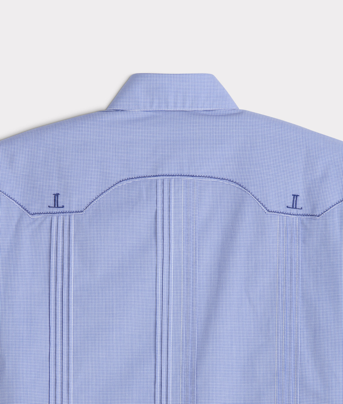 Guayabera Shirt :: Light Blue And White Gingham 6