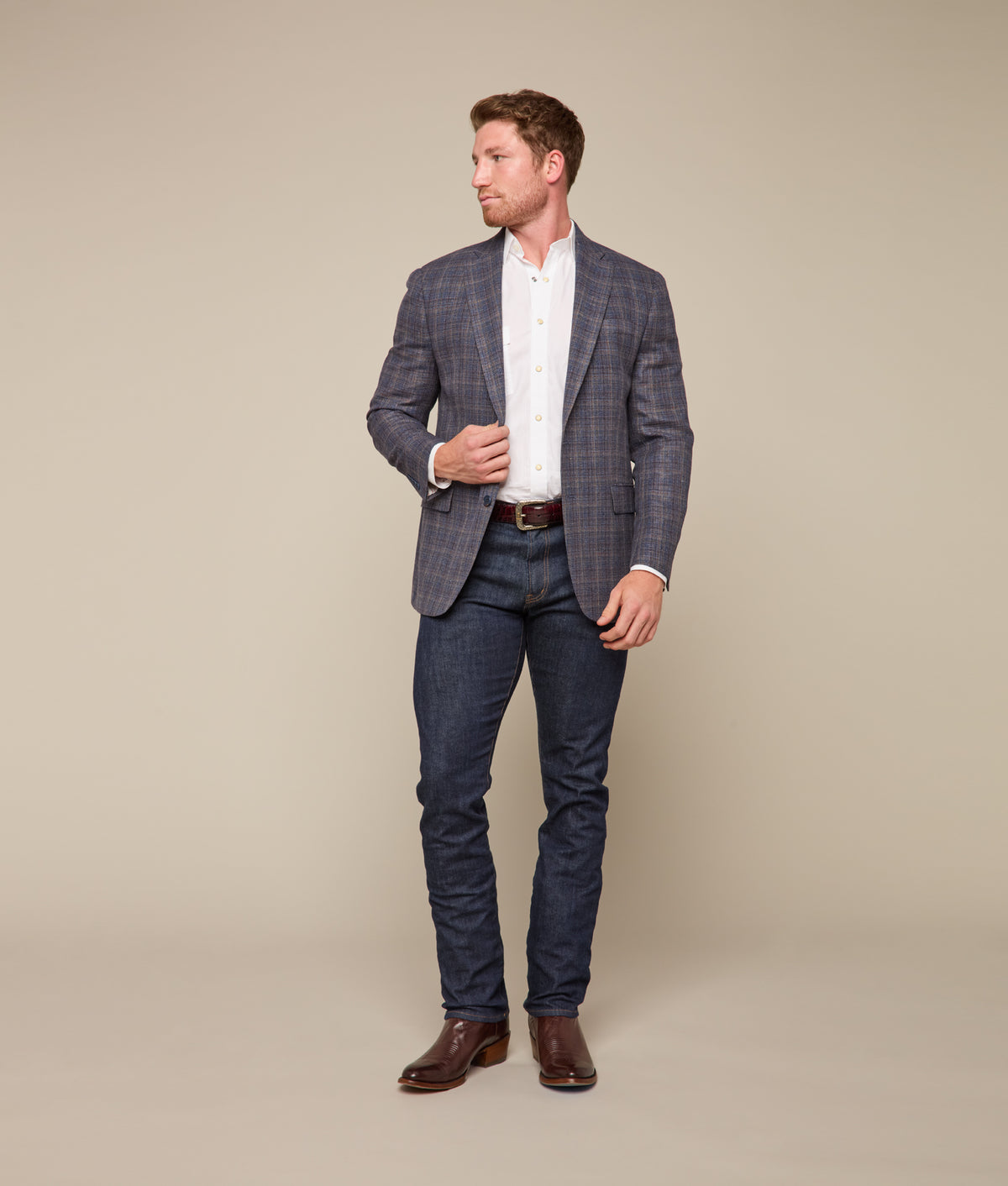 Lucchese Sport Coat :: Navy Plaid 2