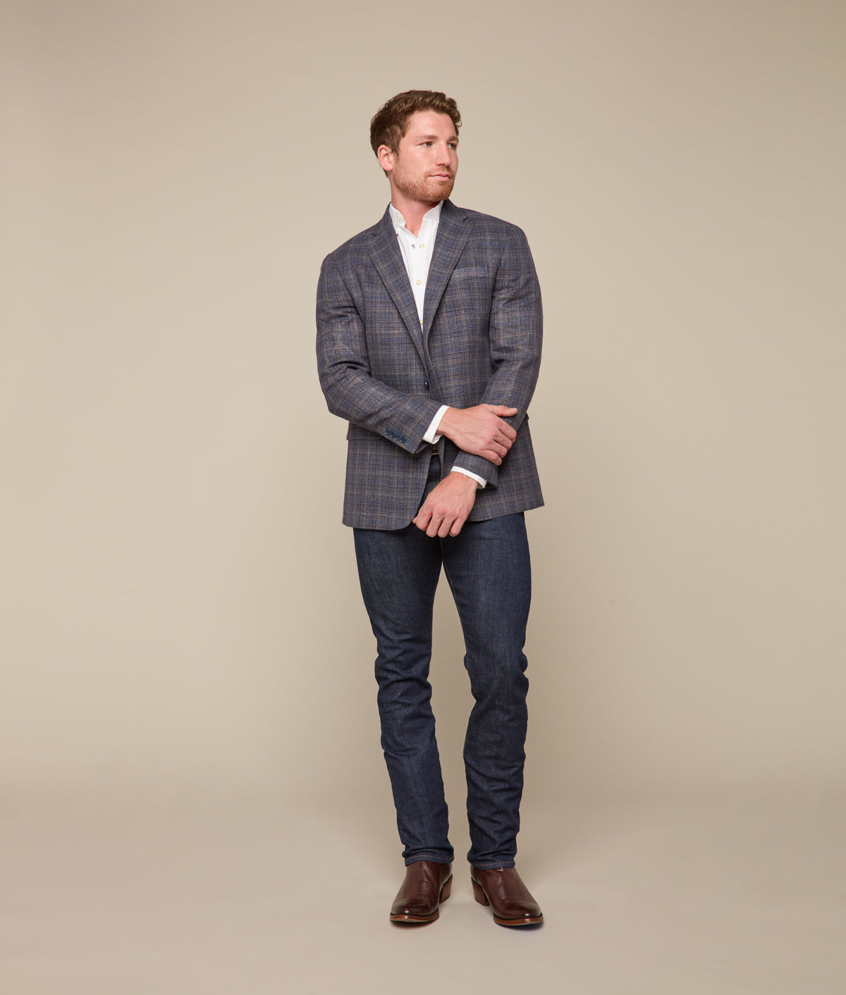 Lucchese Sport Coat :: Navy Plaid 6