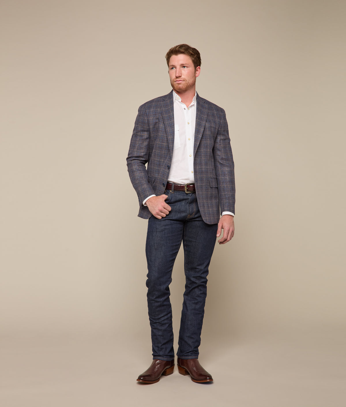 Lucchese Sport Coat :: Navy Plaid 8