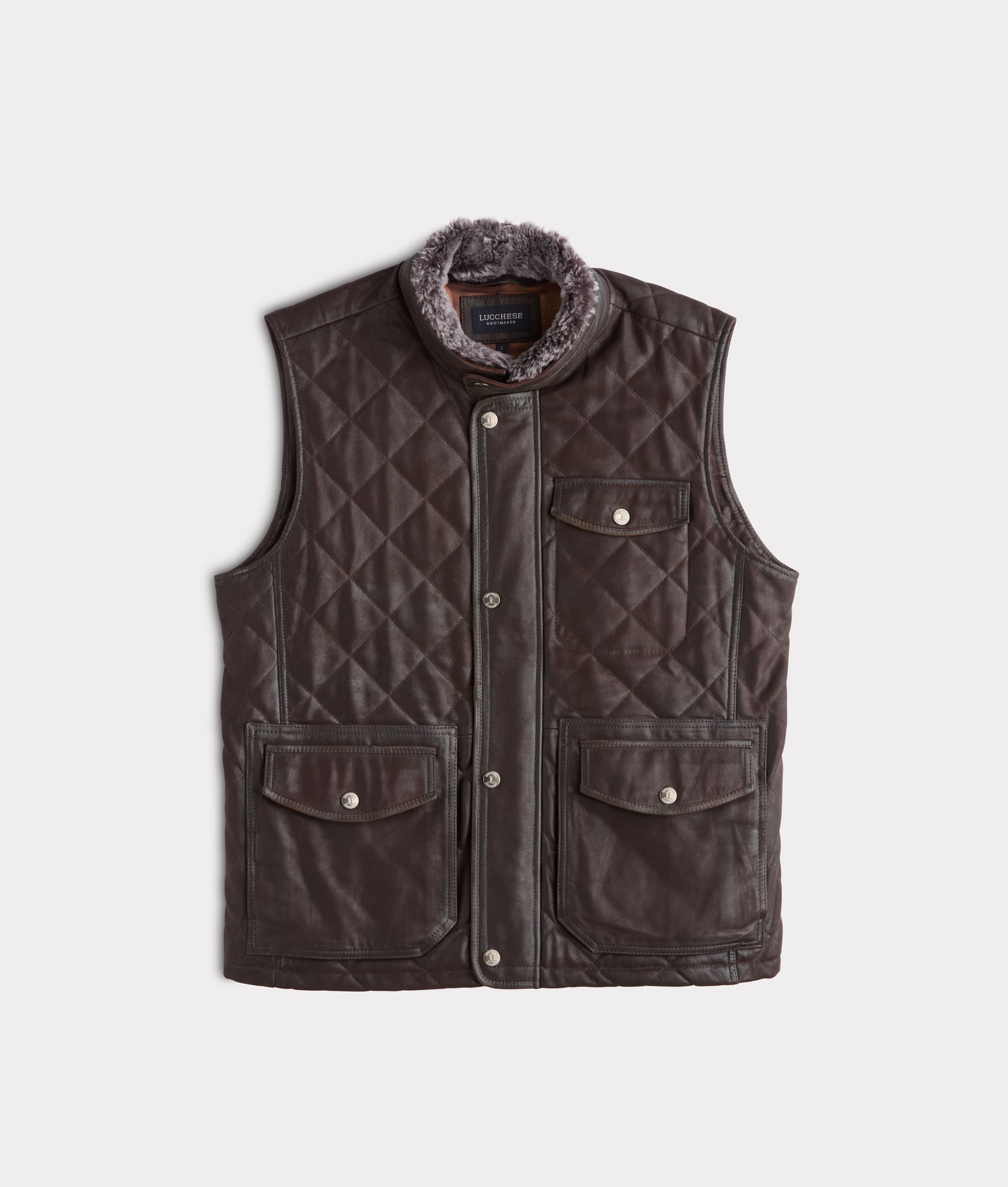 Vail Quilted Leather Vest :: Espresso product image