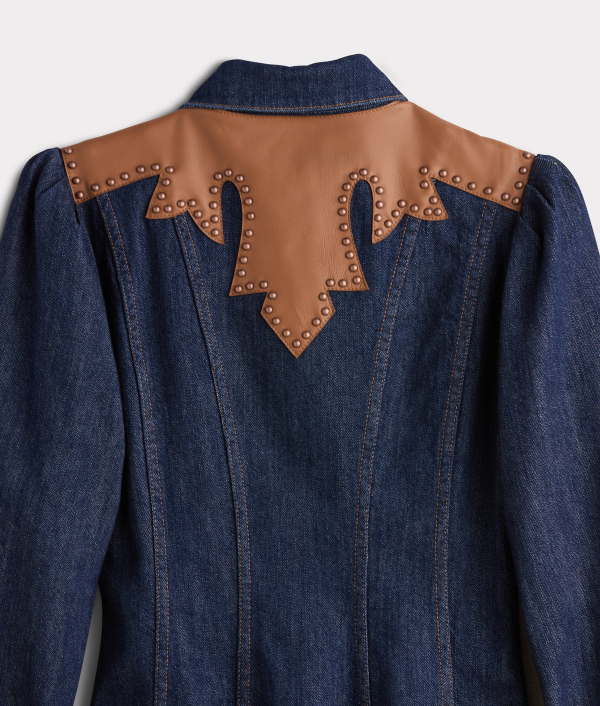 Rita Leather Yoke Denim Dress :: Dark Denim 7