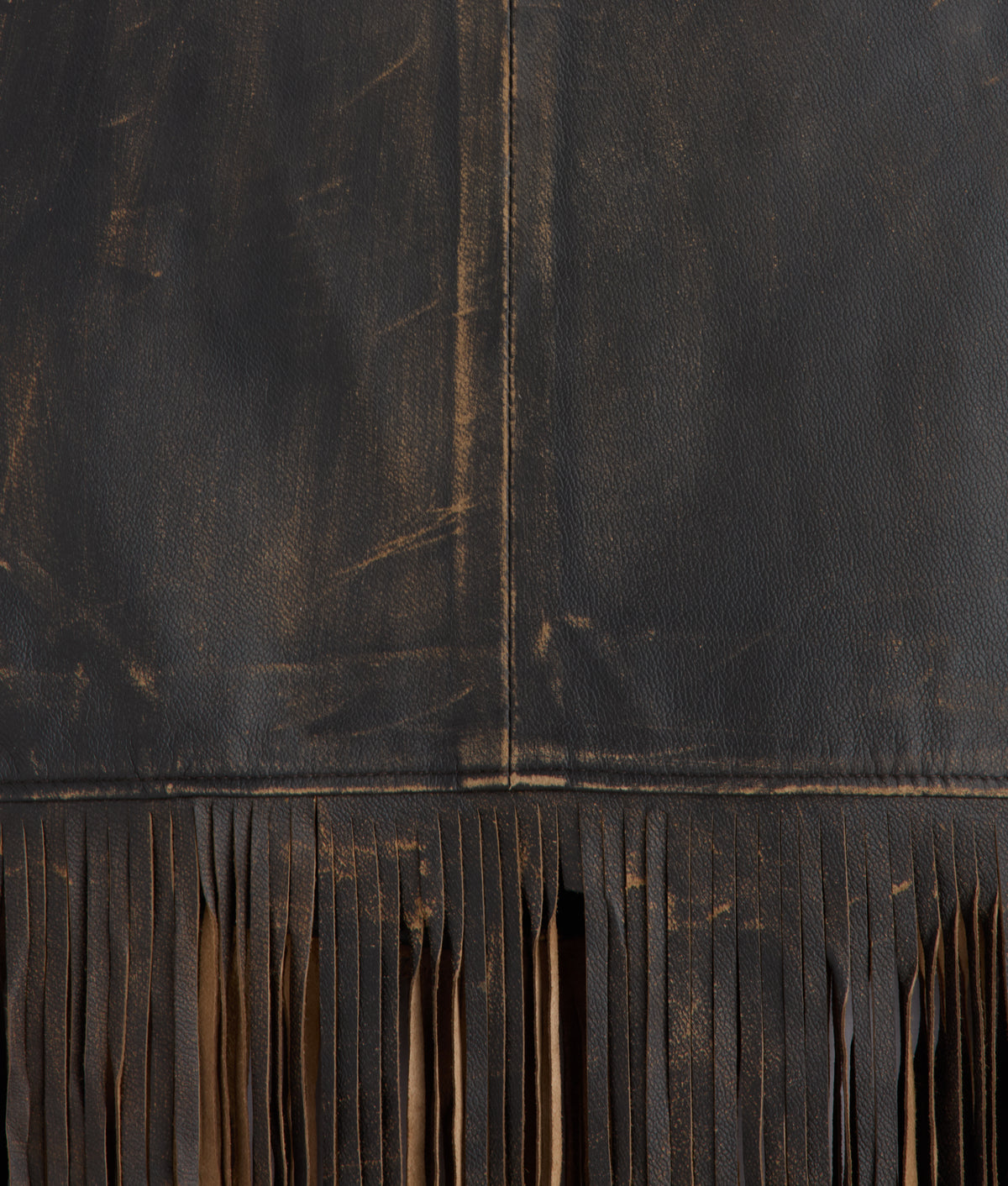Estelle Distressed Fringe Leather Vest :: Brown 8