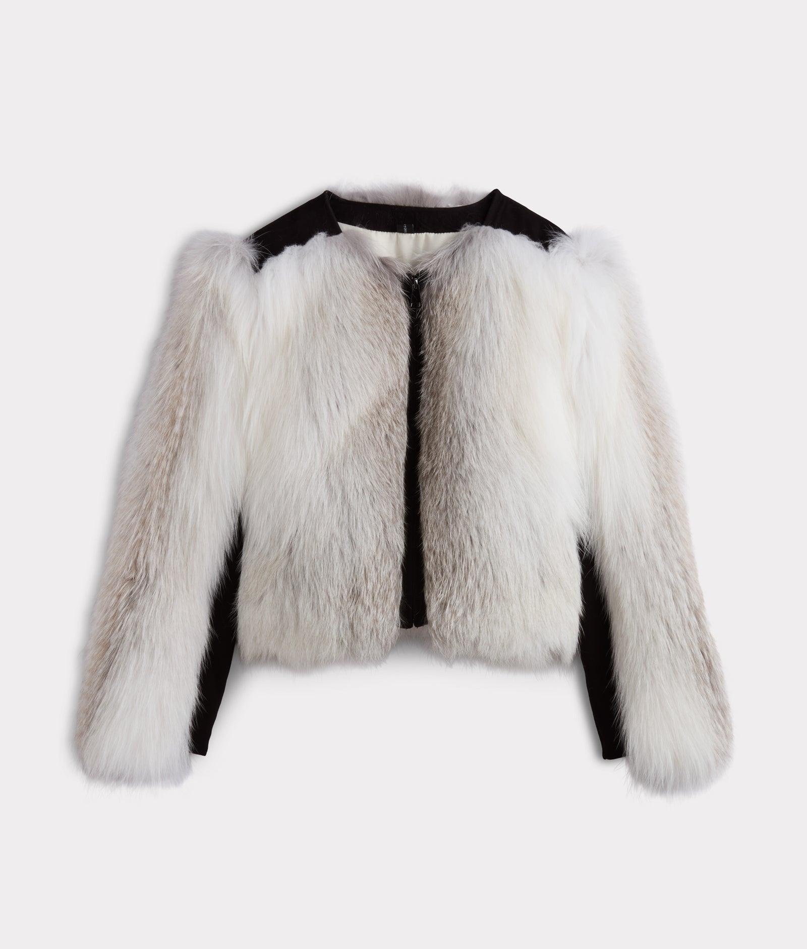 Francesca Feathered Fox Jacket :: White/Black product image