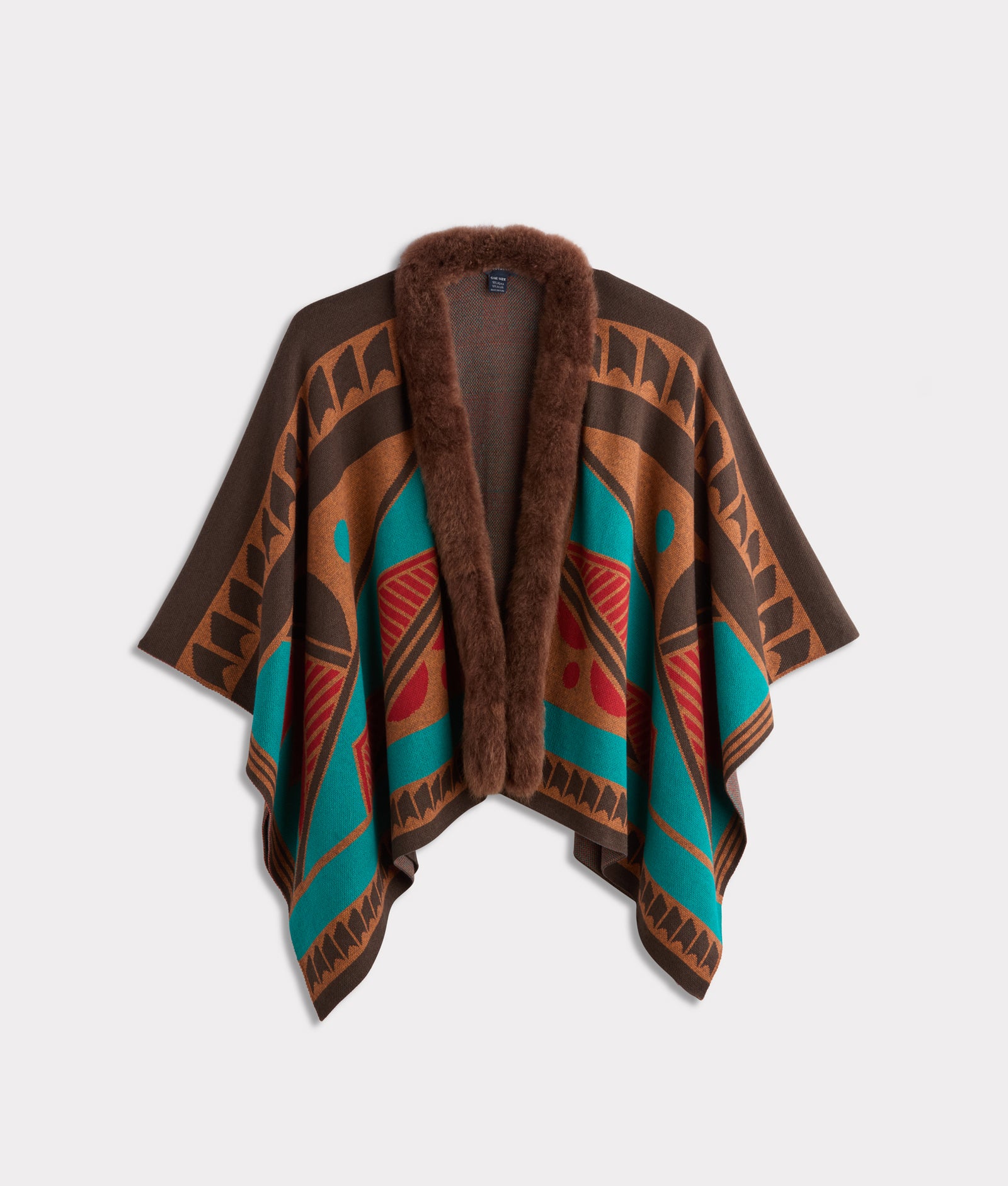 Alpaca Cape With Fur :: Multi