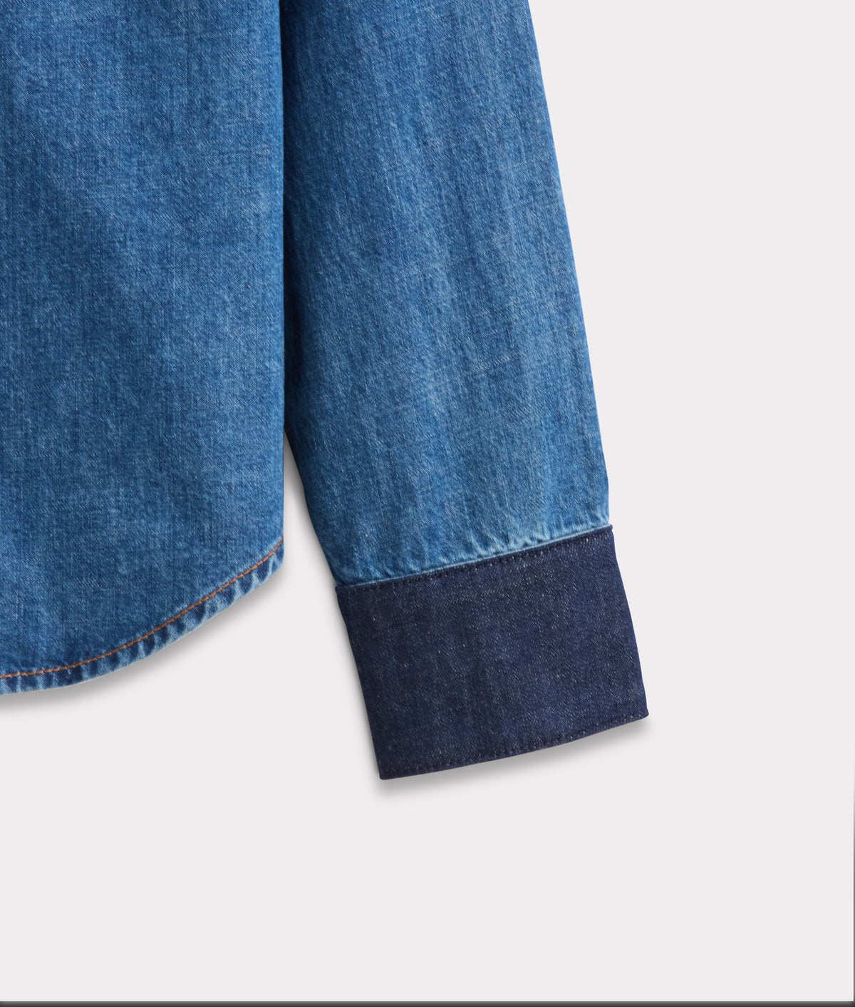 Rebekah Leather Yoke Denim Shirt :: Denim 7