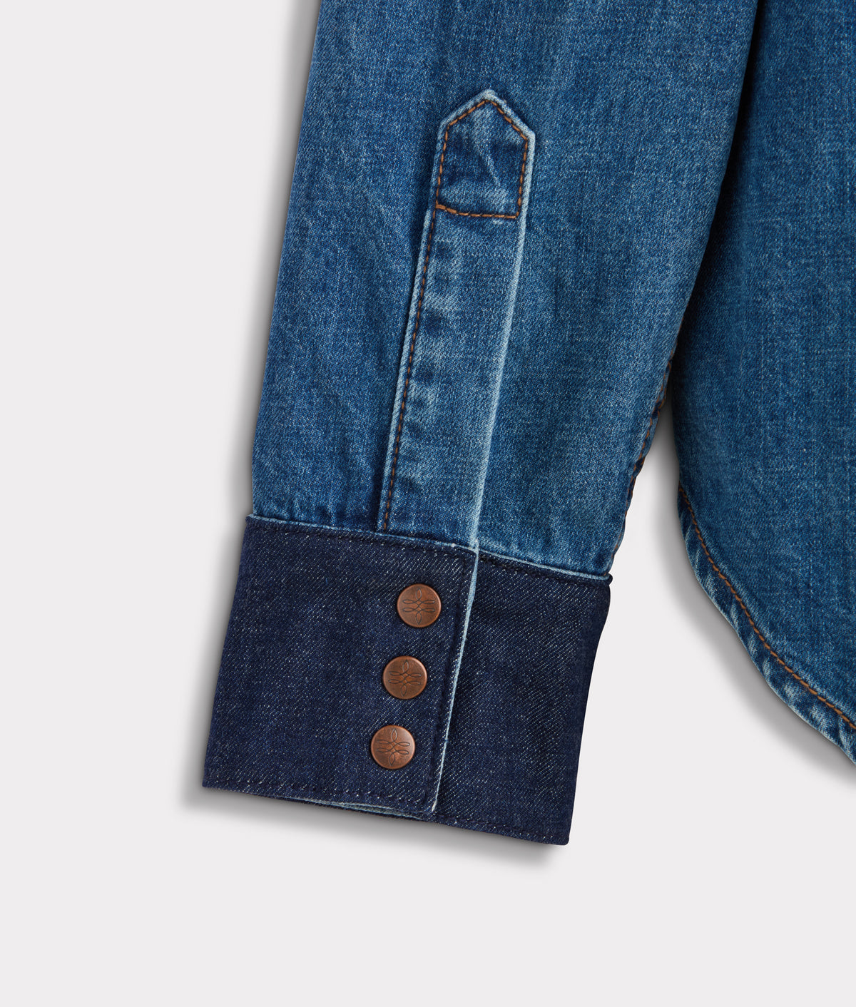 Rebekah Leather Yoke Denim Shirt :: Denim 8