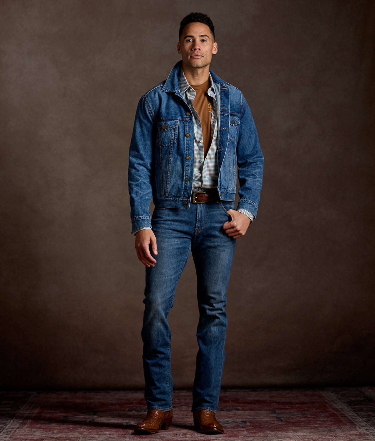El Paso Tailored Fit :: Tan And Turquoise Check 2