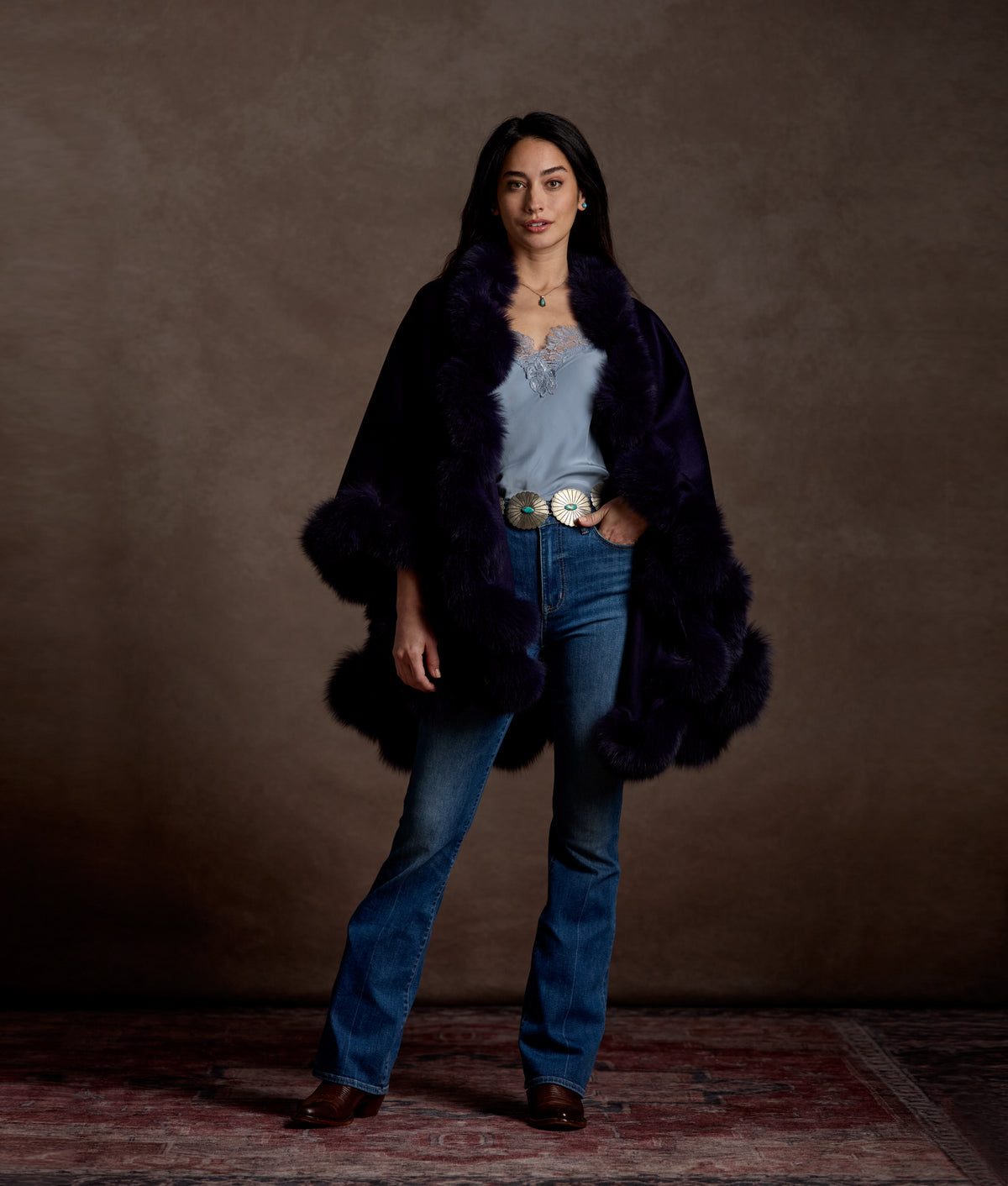 Arden Cashmere Wrap :: Navy 2