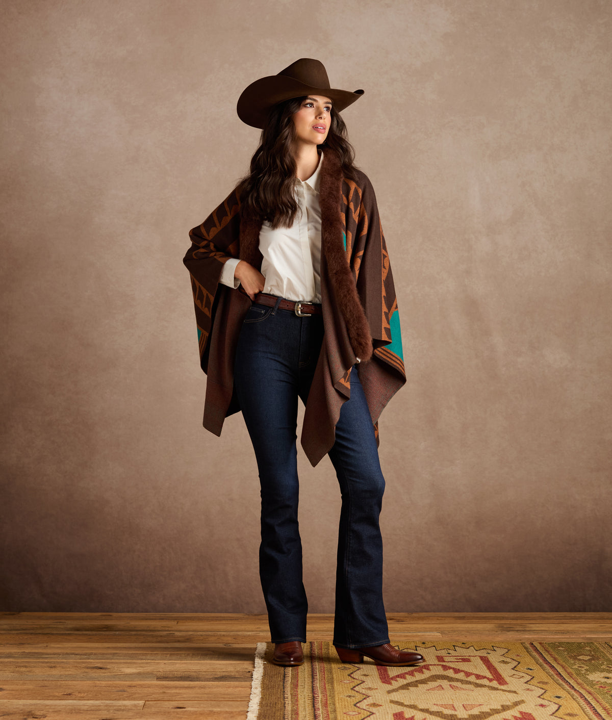 Alpaca Cape With Fur :: Multi 2