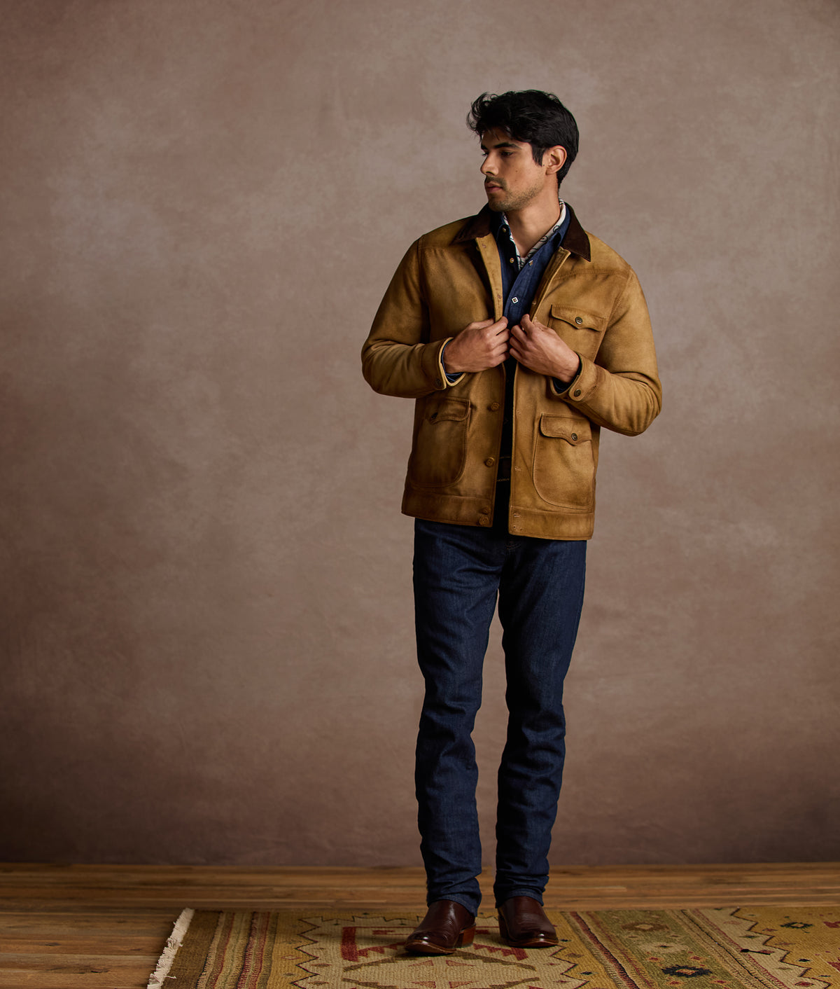 Duvall Vintage Leather Shacket :: Brown 2