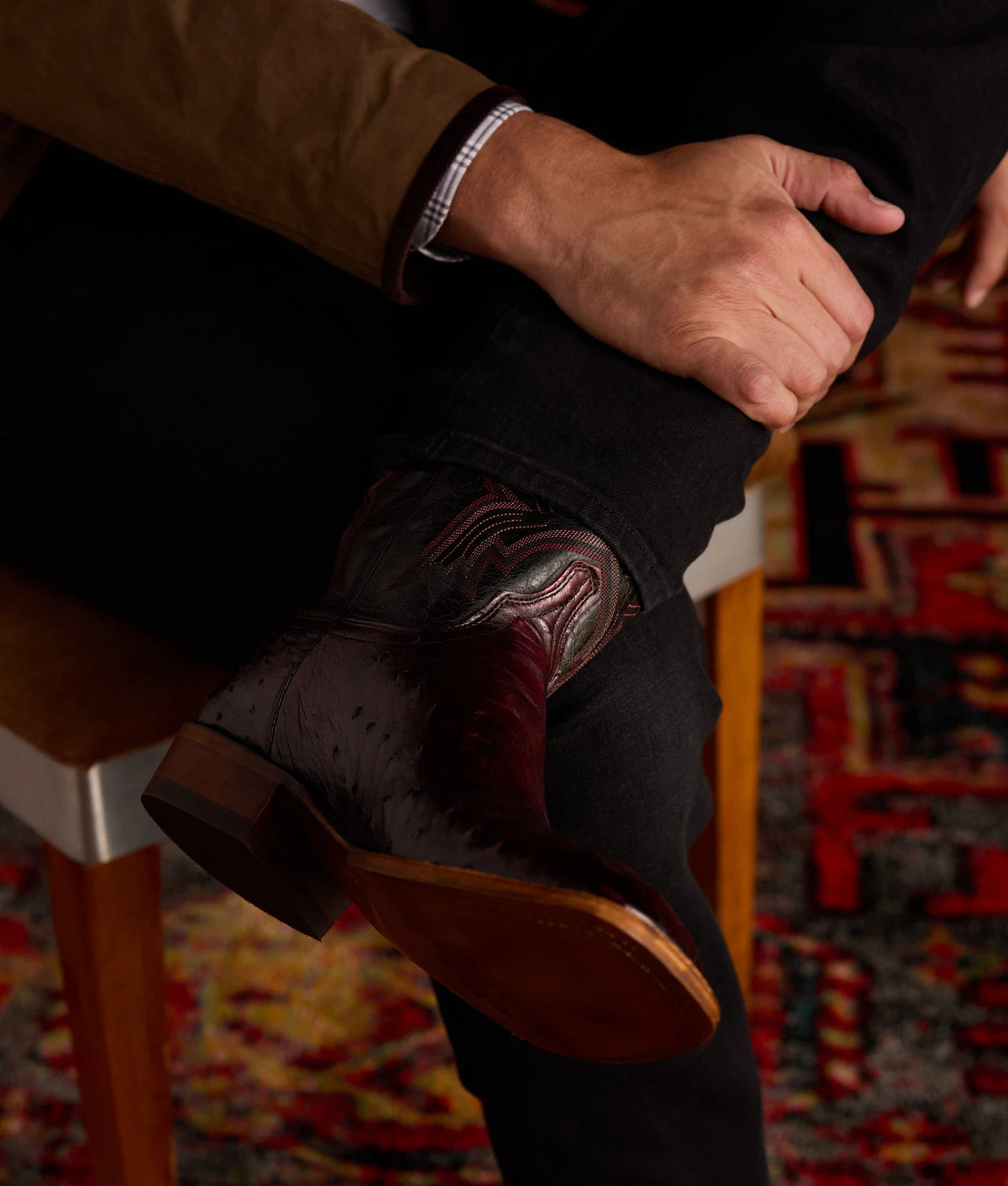 Cliff Black Cherry + Black — boot detail, sole + shaft visible 18