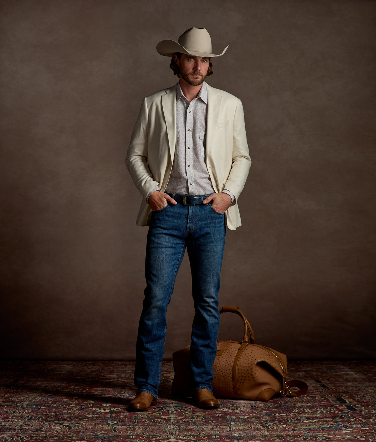 El Paso Cowboy Fit :: Cream And Blue Cross 2