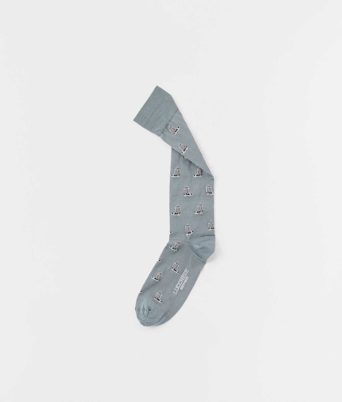Boot Print Dress Sock :: Grey 2