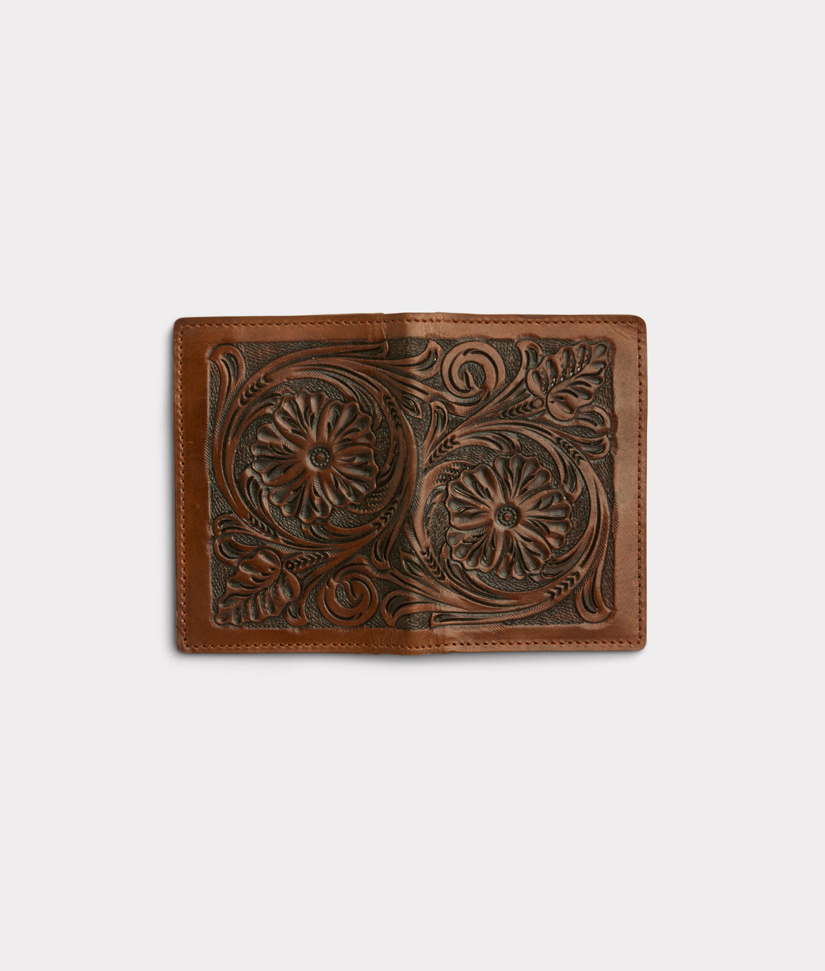 Hand Toolded Hipster Wallet :: Brown 3