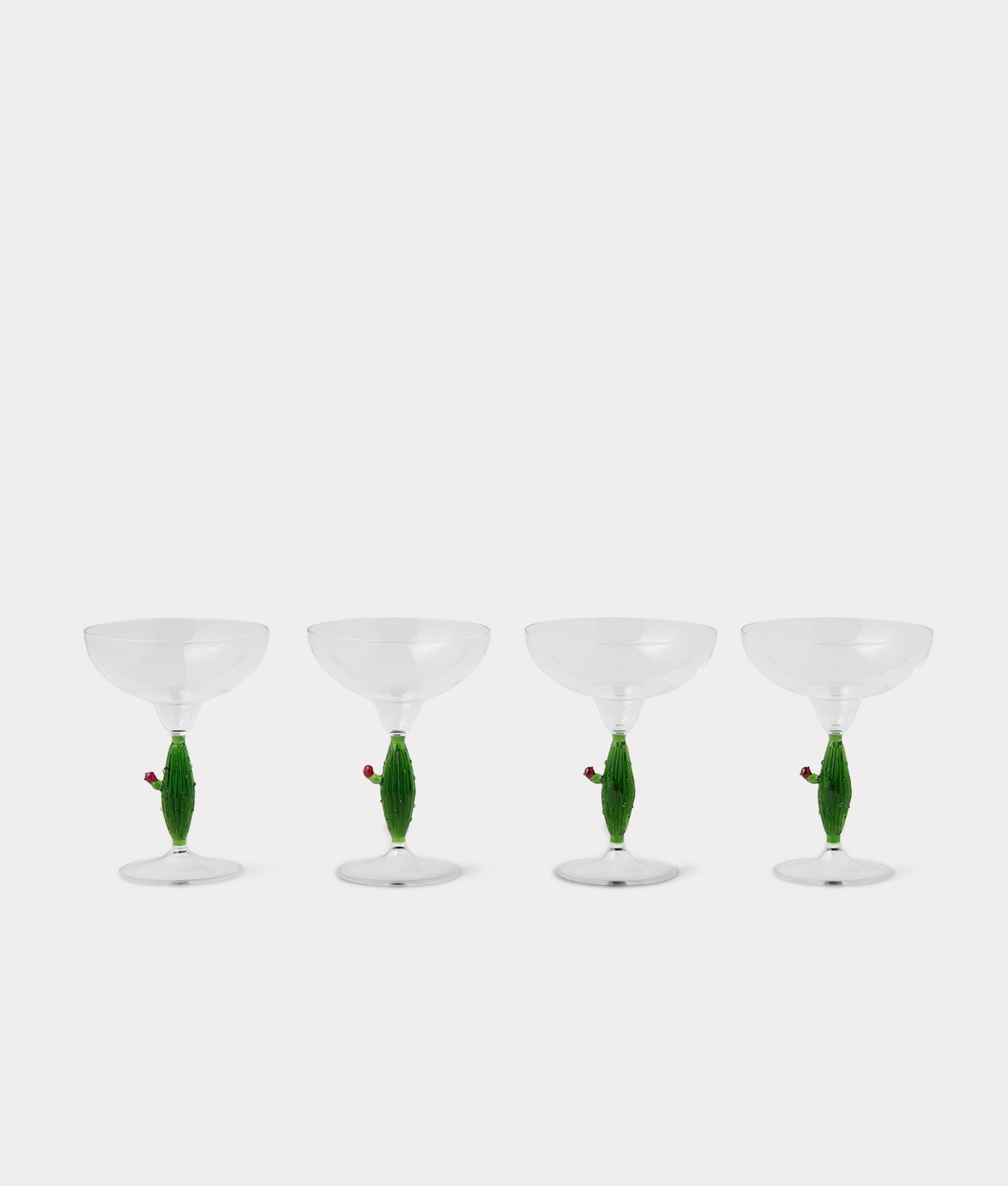 Tucson Saguaro Cactus Margarita Glasses - Set of Four :: Green