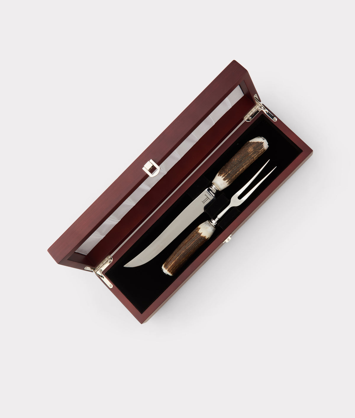Stag Horn Carving Knife And Fork Set :: Silver 4