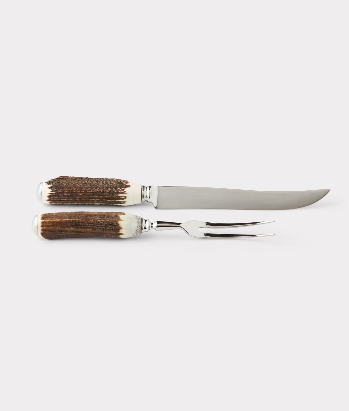 Stag Horn Carving Knife And Fork Set :: Silver 2