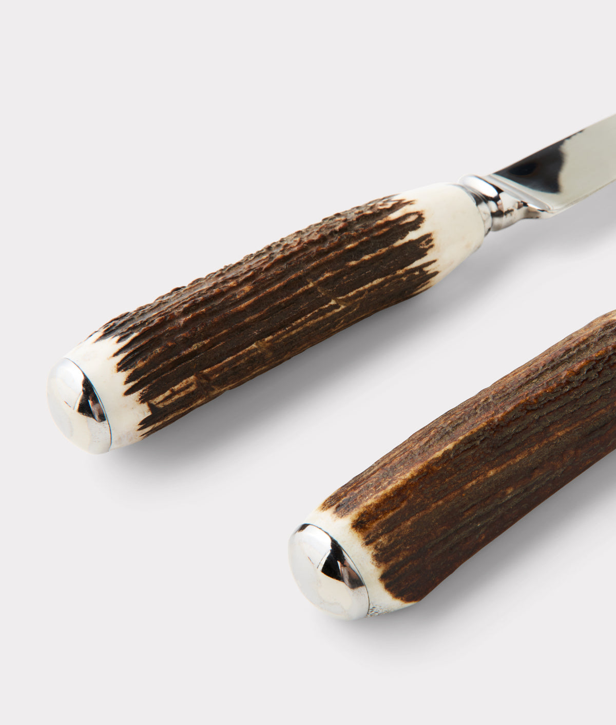 Stag Horn Carving Knife And Fork Set :: Silver 5