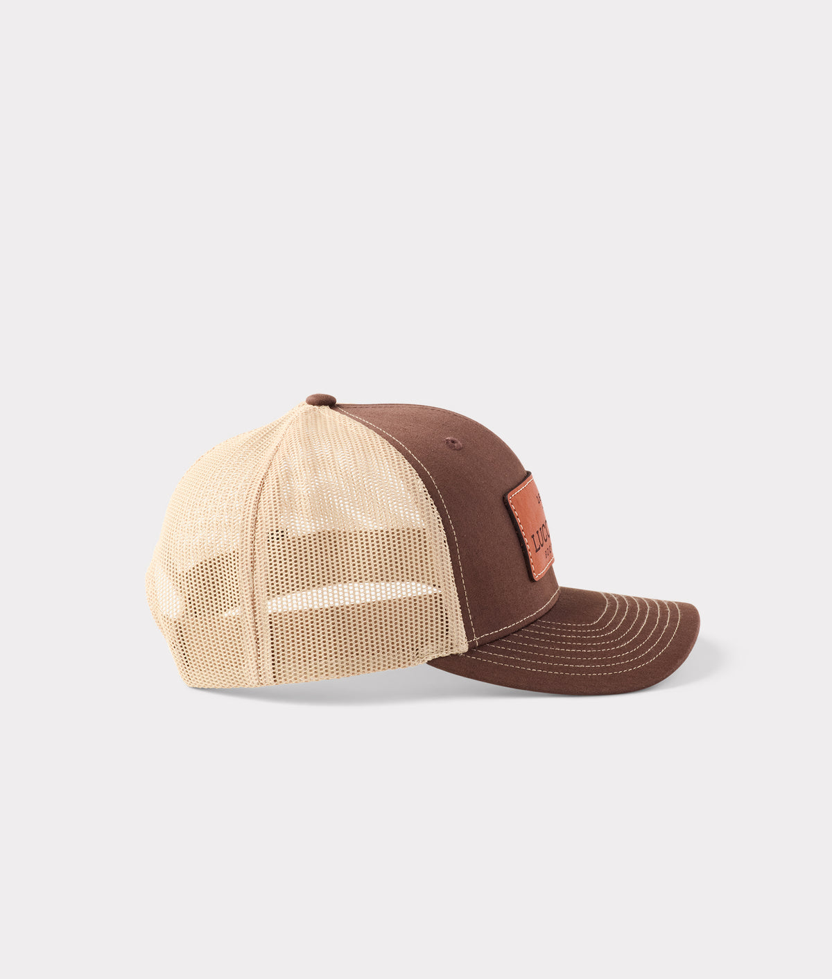 Leather Patch Cap :: Brown + Khaki 5